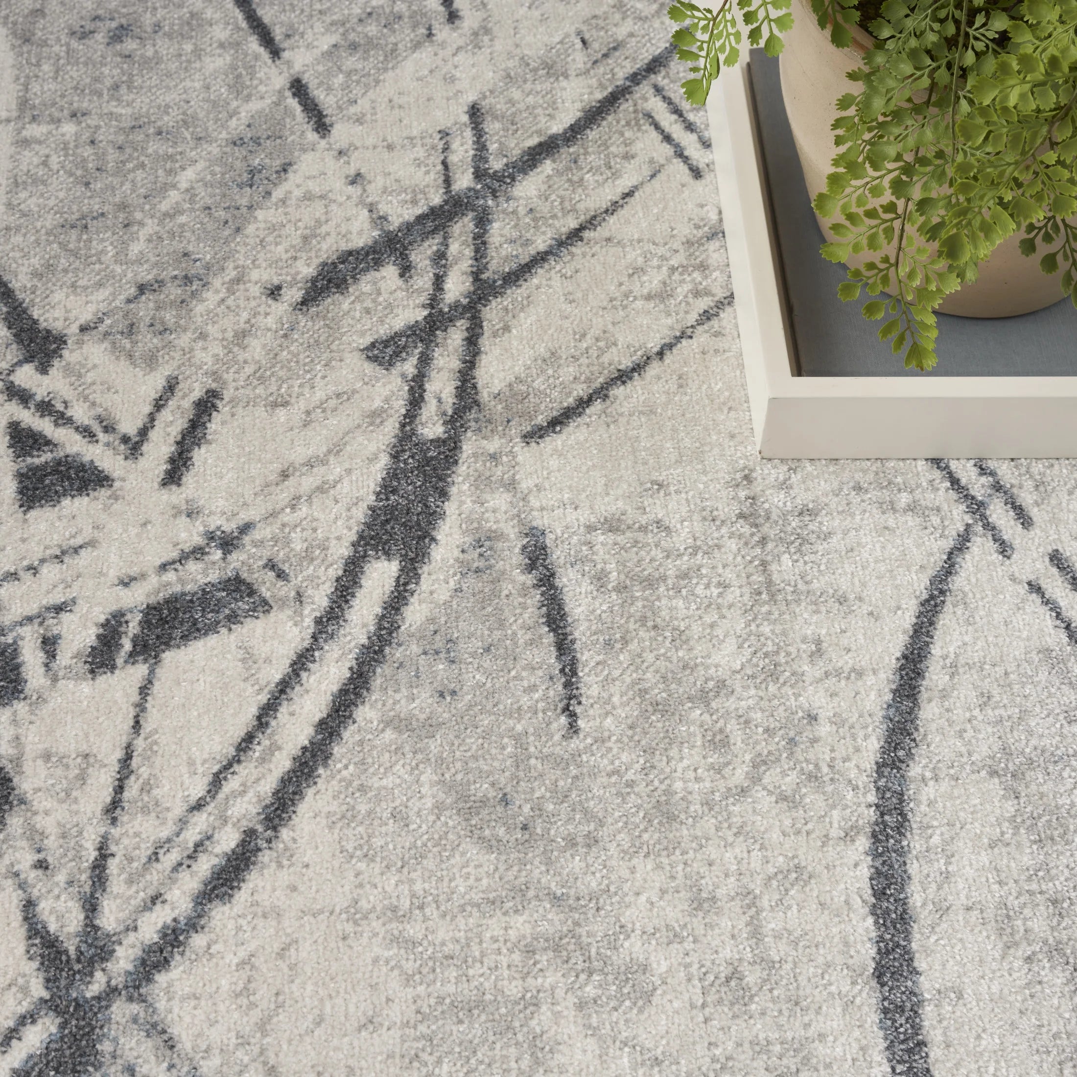 Astra Machine Washable 6'7" X 9' Silver Blue Modern Indoor Rug