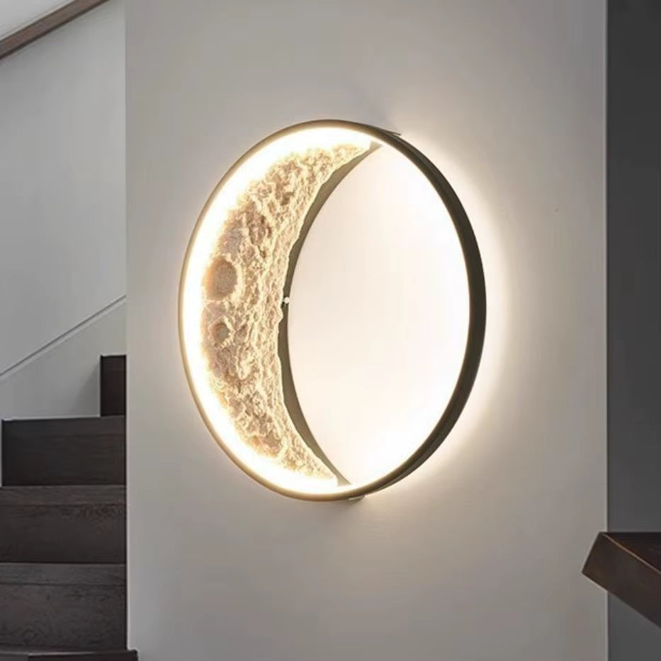 Modern Minimalist Iron LED Wall Lamp with Crescent Light Decorative 220V Dimmable for Bedroom Bedside Stairwell Living Room