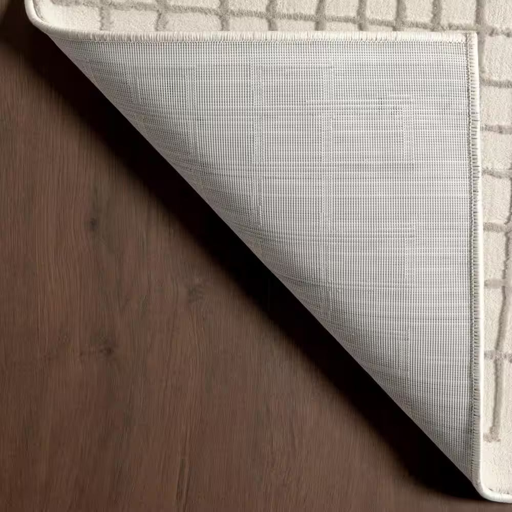 Princess Modern Machine Washable Cream 9 Ft. X 12 Ft. Modern Area Rug