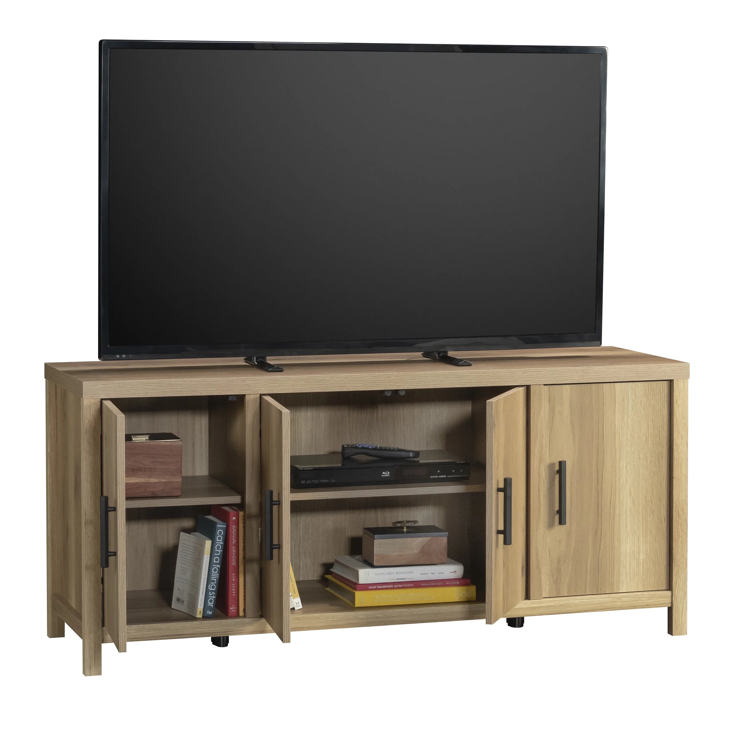 Erie Collection, by  Television Stand for TV' up to 60", Timber Oak Finish