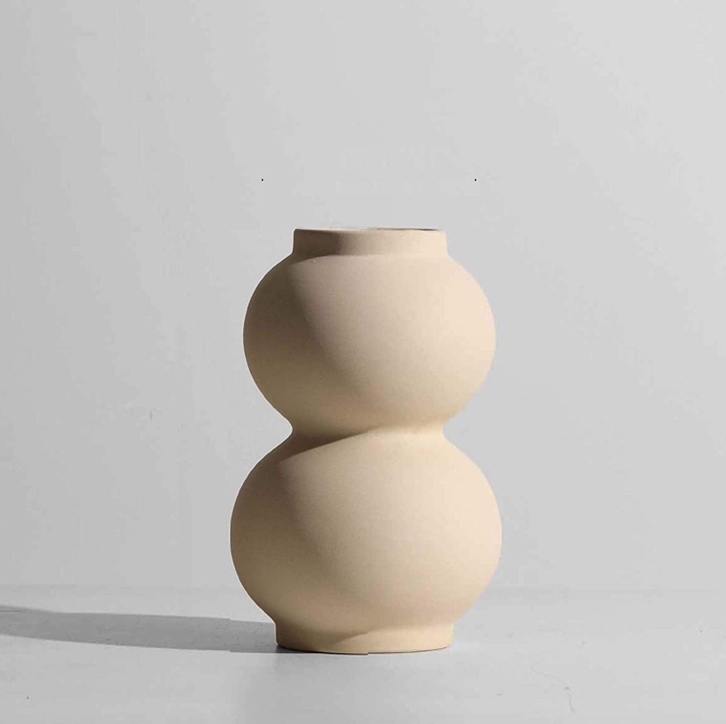 Contemporary Ceramic Vase-Modern Minimalistic Style-Decorative Vase for Home Decor (Stacked Sand)