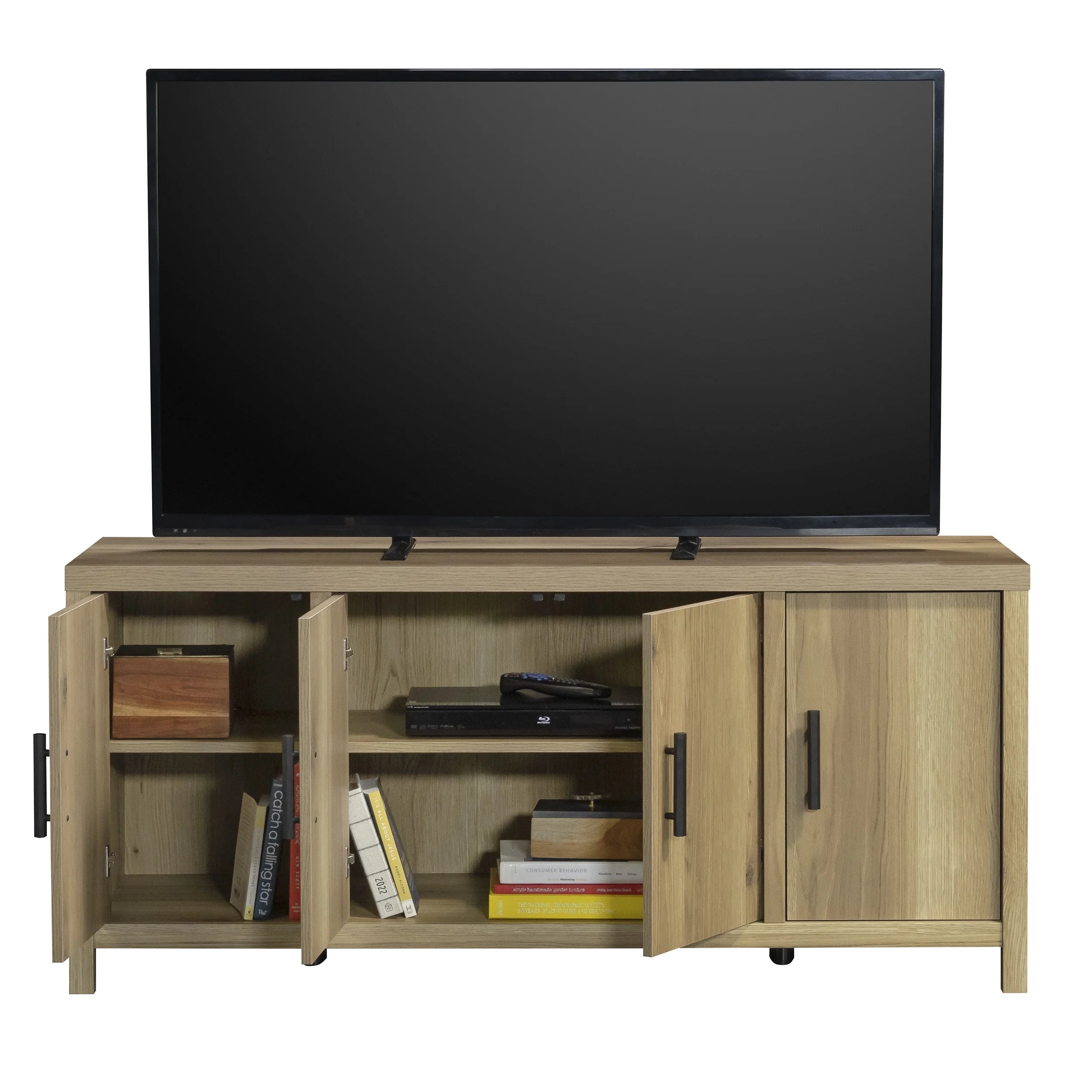 Erie Collection, by  Television Stand for TV' up to 60", Timber Oak Finish