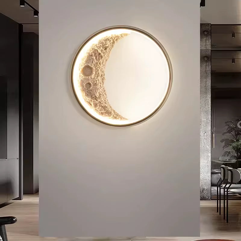 Modern Minimalist Iron LED Wall Lamp with Crescent Light Decorative 220V Dimmable for Bedroom Bedside Stairwell Living Room