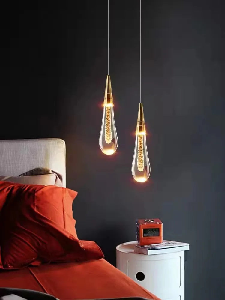 Nordic Modern Design APCITL Crystal Small Single Indoor Bedroom Bedside Energy Saving LED Hanging Lamp with Project Installation