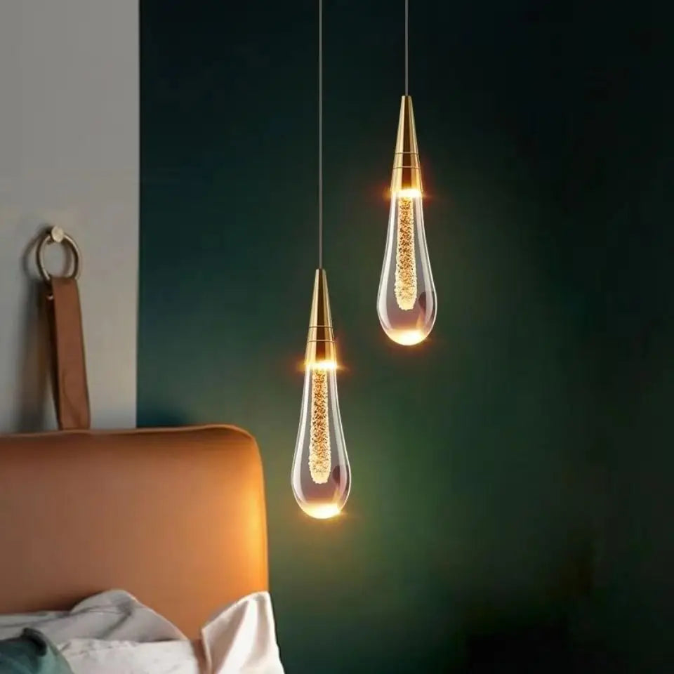 Nordic Modern Design APCITL Crystal Small Single Indoor Bedroom Bedside Energy Saving LED Hanging Lamp with Project Installation