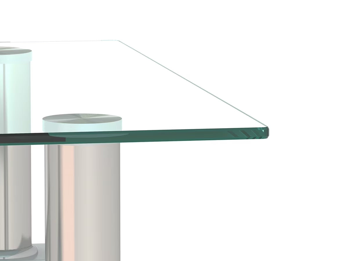Rectangle Glass Coffee Table for Living Room, Center Table, Sofa Table, with White Metal Legs, Clear Tempered Glass Top (White, Coffee Table)