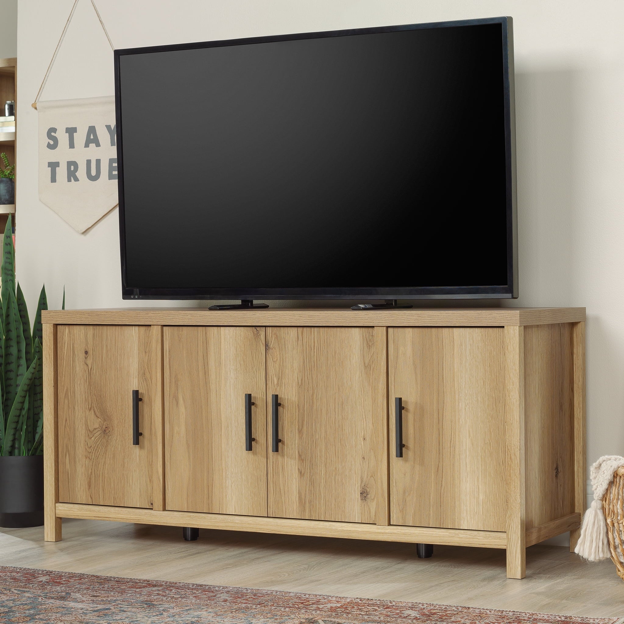 Erie Collection, by  Television Stand for TV' up to 60", Timber Oak Finish
