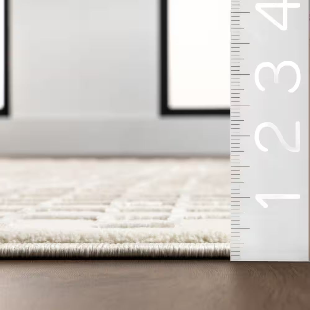 Princess Modern Machine Washable Cream 9 Ft. X 12 Ft. Modern Area Rug